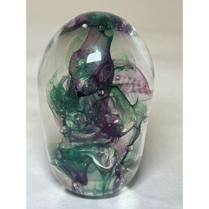 SIGNED Jacobs Ladder Celestial Control Air Bubble Sea Art Glass Paperweight 1994